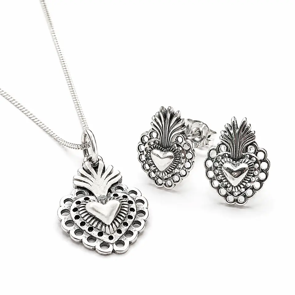 Conjunto Collar + Aros Corazón 4