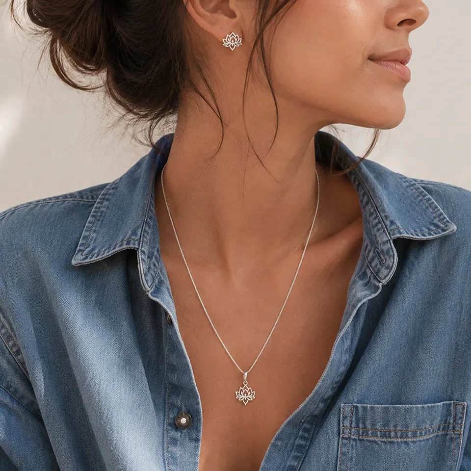 Conjunto Collar + Aros Flor de Loto 2