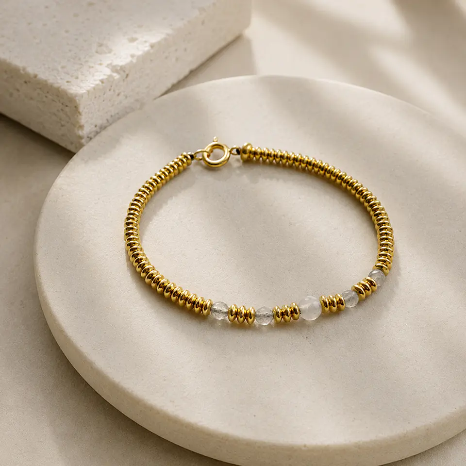 Pulsera Discos Oro Cuarzo 1