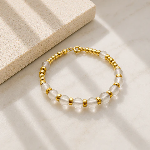 Pulsera Aura Oro Cuarzo Cristal