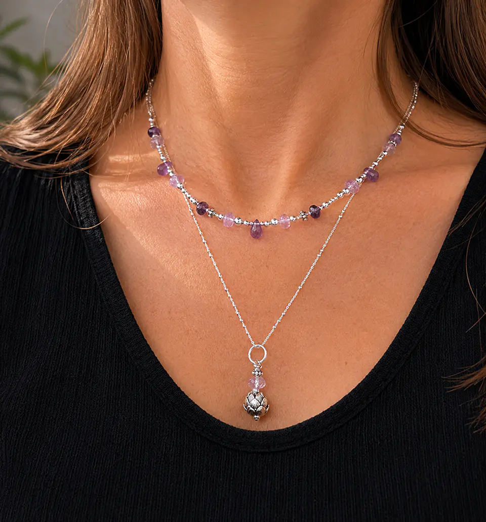 Collar Amatista Facetada Loto 2