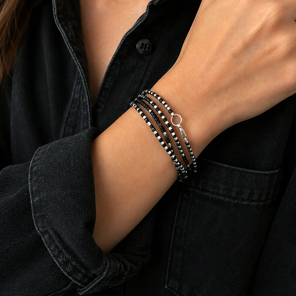 Pulsera Mostacillas Miyuki Negro/Plata 3