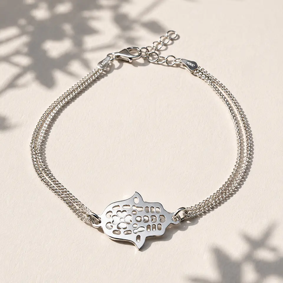 Pulsera Doble Cadena Hamnsa 1