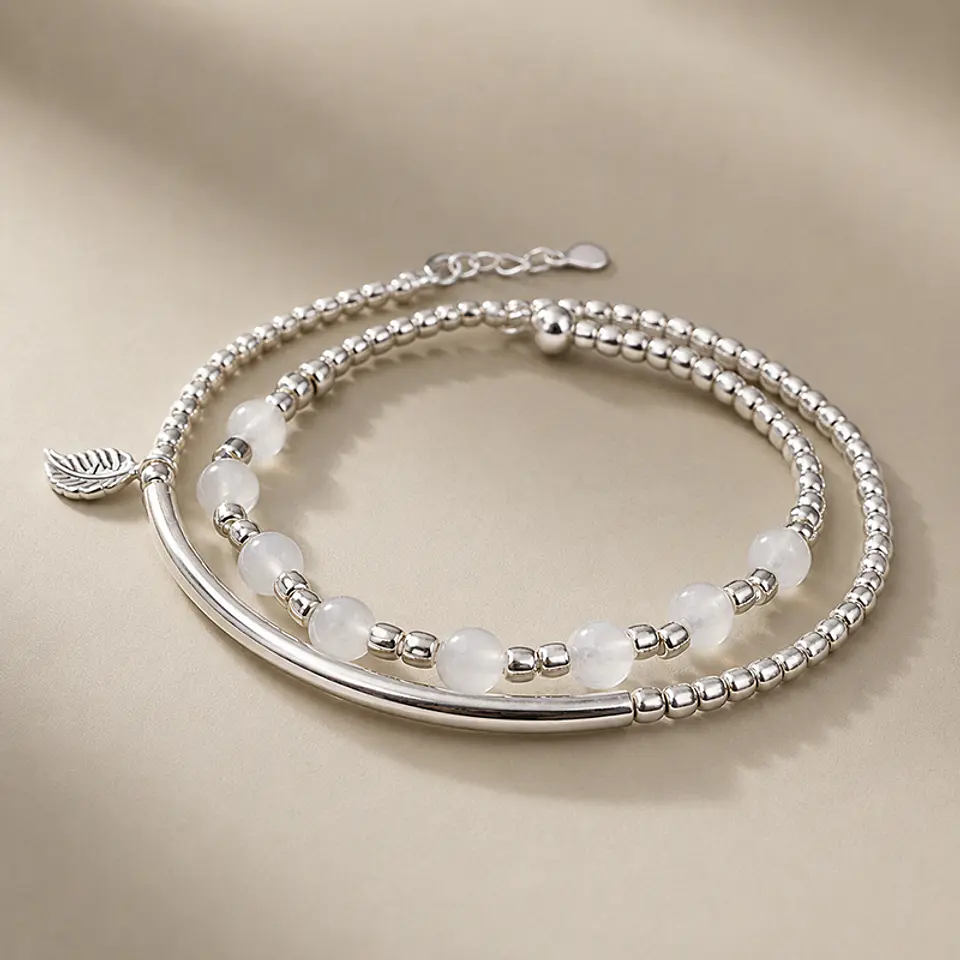 Pulsera Mostacillas Tubo Cuarzo Cristal  2