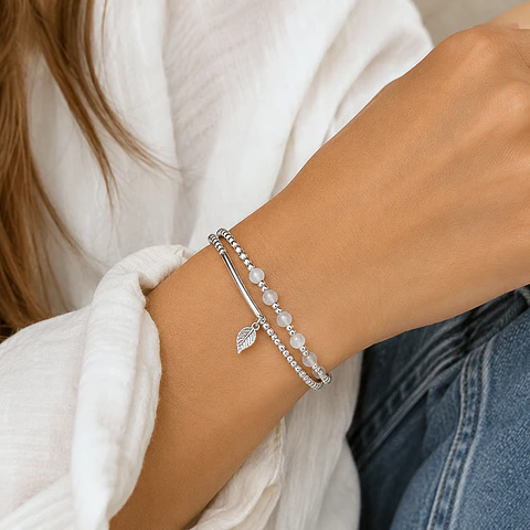 Pulsera Mostacillas Tubo Cuarzo Cristal 