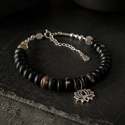 Pulsera Ágata Negra Loto