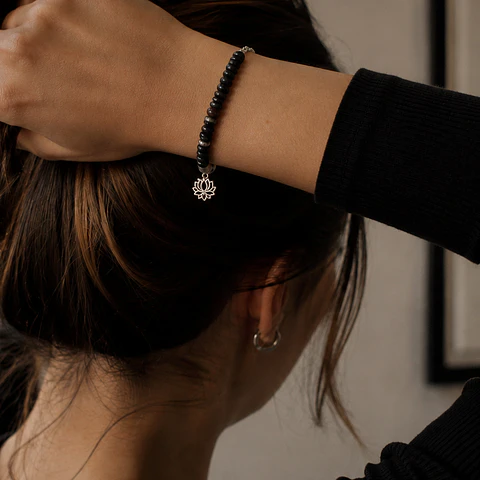 Pulsera Ágata Negra Loto