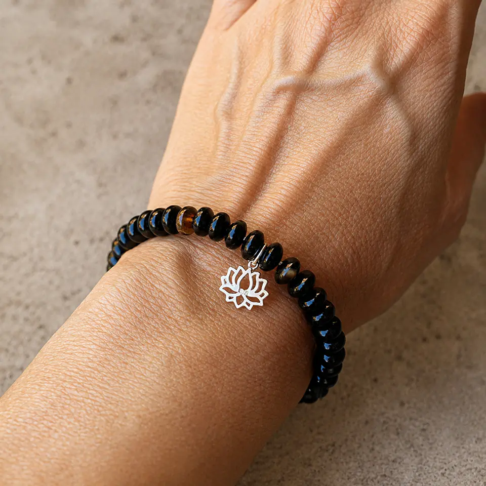 Pulsera Ágata Negra Loto 3
