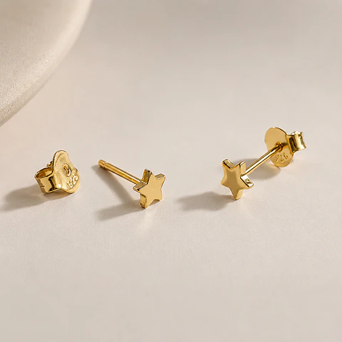 Aros Mini Estrellas Gold