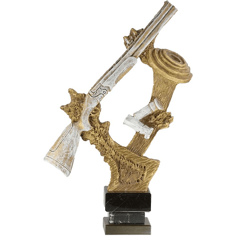Trofeo de tiro al plato blanco y dorado