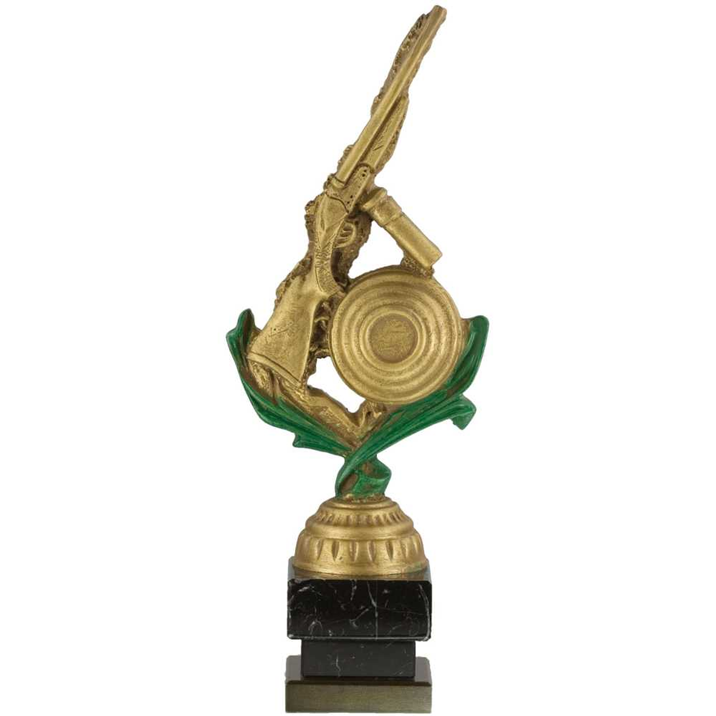 Trofeo tiro al plato con hojas verdes 1