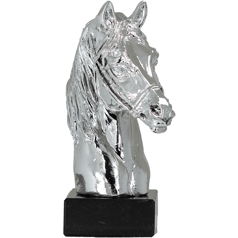 Figura cabeza de caballo plateada