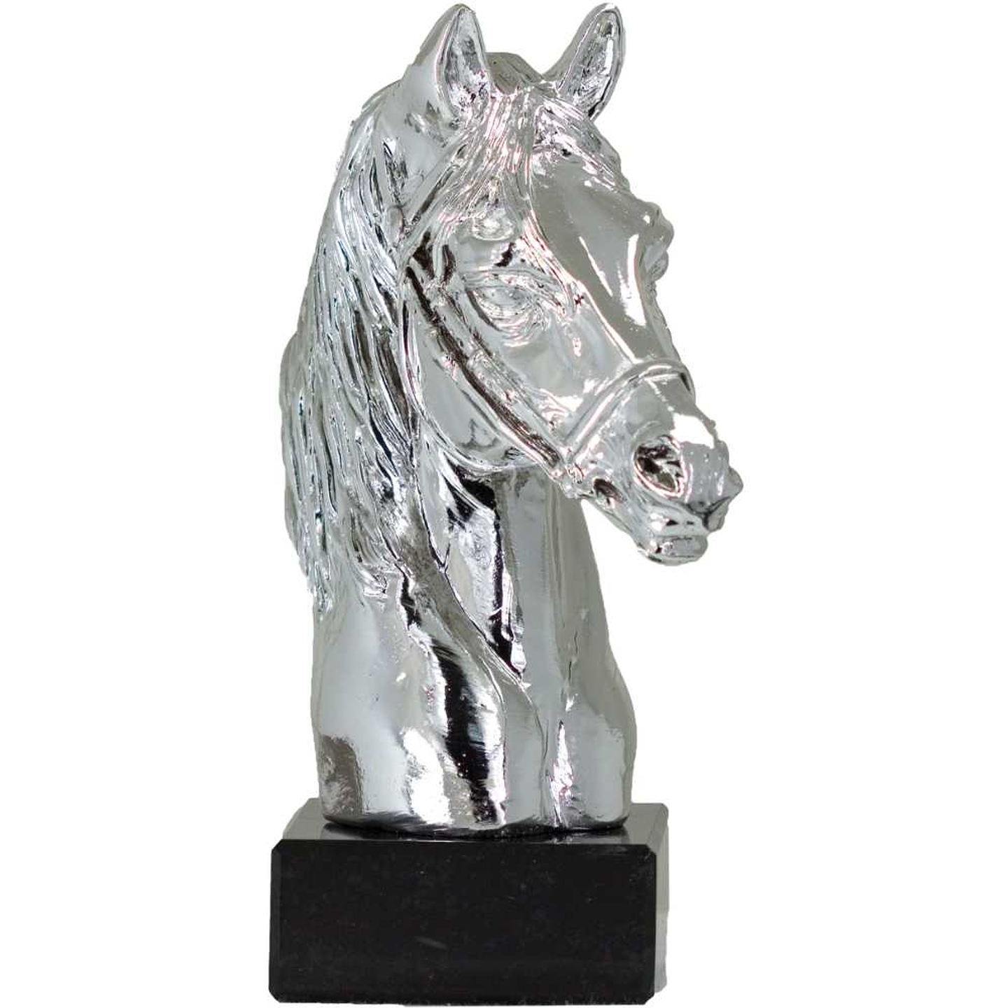 Figura cabeza de caballo plateada 1