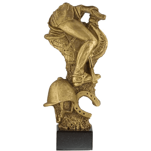 Figura silla de jinete herradura y casco
