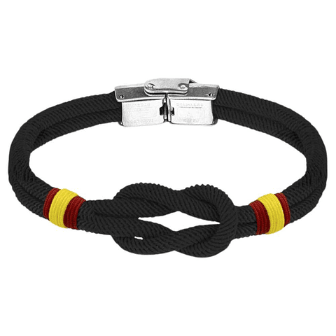 Pulsera de acero con cabo náutico negro España