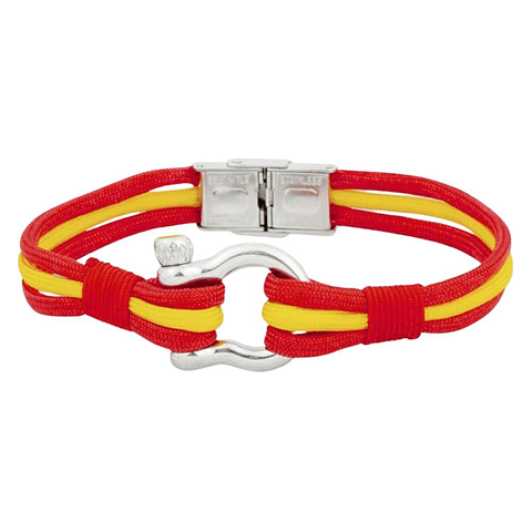 Pulsera de acero con cabo náutico rojo y amarillo España