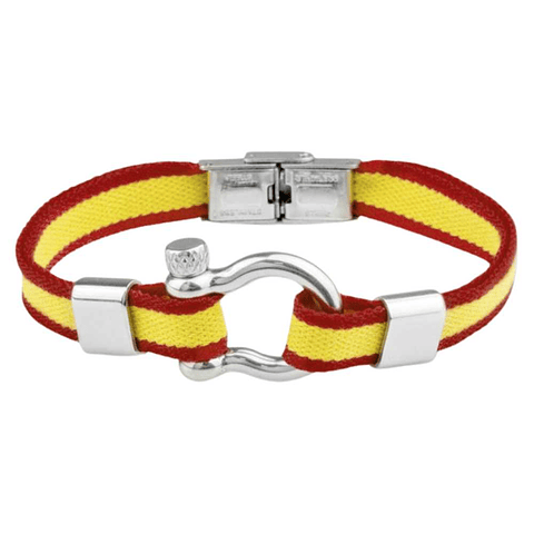 Pulsera de acero con bandera en tela de algodón España