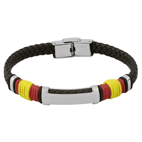 Pulsera acero y cuero trenzado España