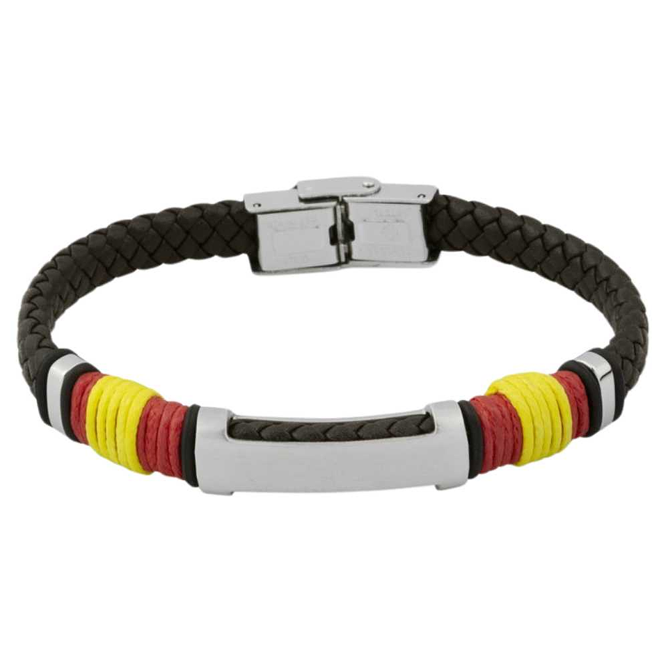 Pulsera acero y cuero trenzado España 1
