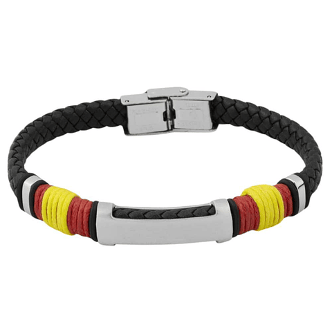 Pulsera de cuero trenzado bandera de España 