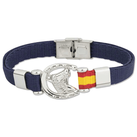 Pulsera de acero azul busto de caballo España