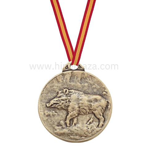 Medalla de homologación con jabalí bronce