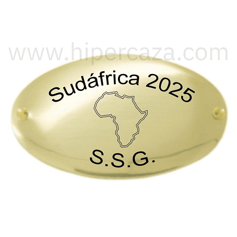 Chapa trofeo de caza personalizada Sudáfrica 