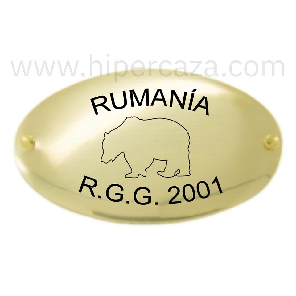 Chapa trofeo de caza personalizada oso  1