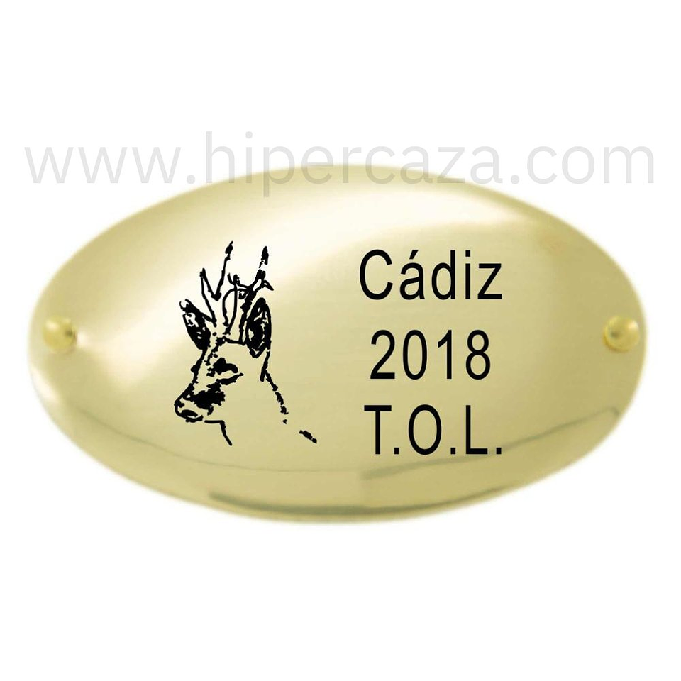 Chapa trofeo de caza personalizada de corzo 1