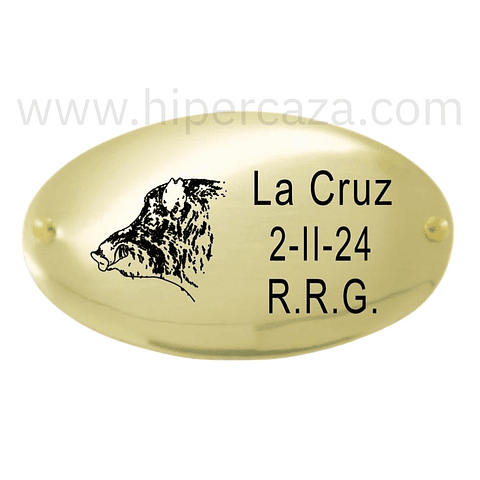 Chapa trofeo de caza personalizada jabalí 