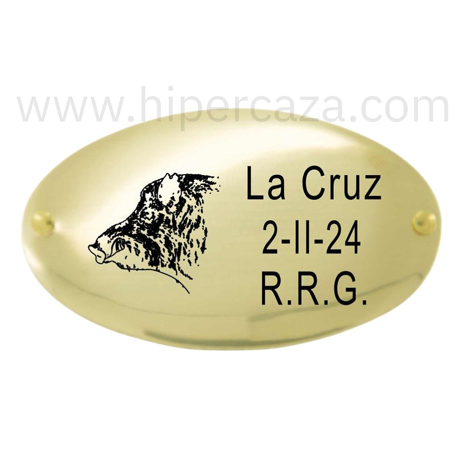 Chapa trofeo de caza personalizada jabalí  1