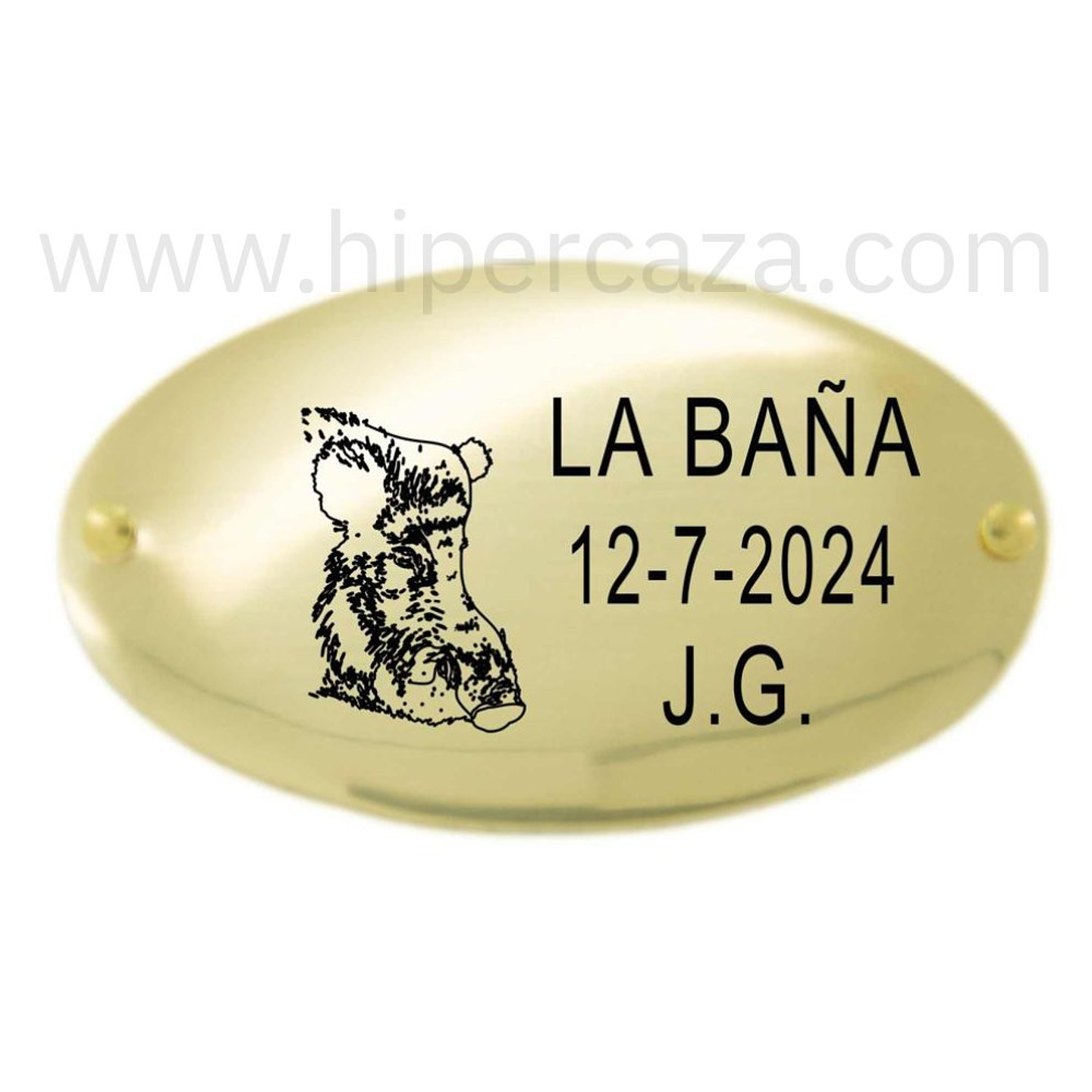 Chapa personalizada trofeo de caza jabalí  1