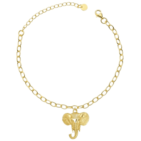 Pulsera de elefante en plata con baño de oro 