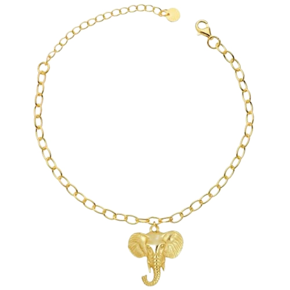Pulsera de elefante en plata con baño de oro  1