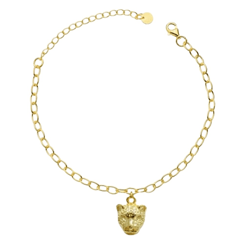 Pulsera de puma en plata con baño de oro