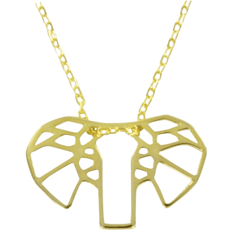 Gargantilla busto de elefante en plata con baño de oro 