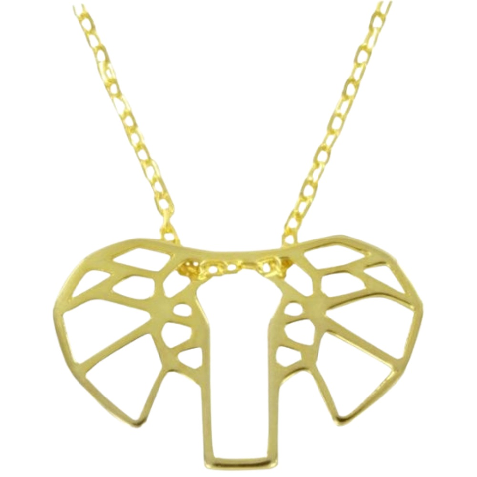 Gargantilla busto de elefante en plata con baño de oro  1