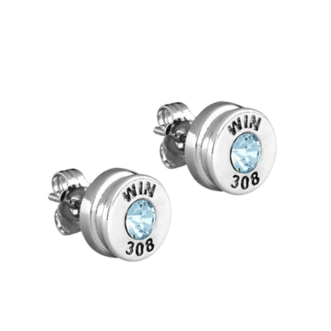 Pendientes casquillo de bala con circonita azul 