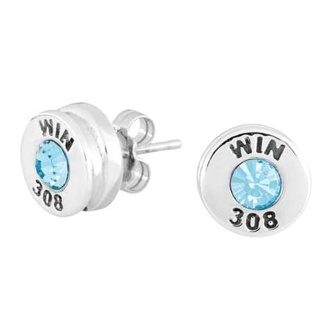 Pendientes casquillo de bala con circonita azul 