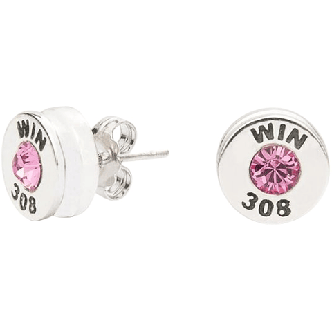 Pendientes casquillo de bala con circonita rosa 