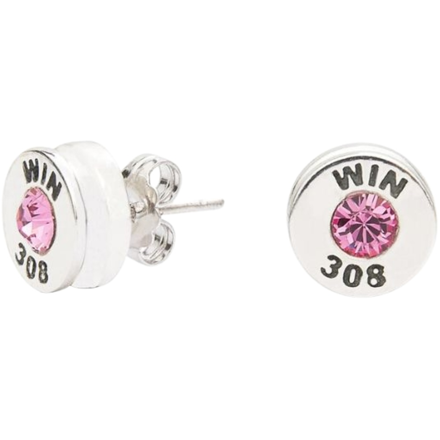 Pendientes casquillo de bala con circonita rosa  1