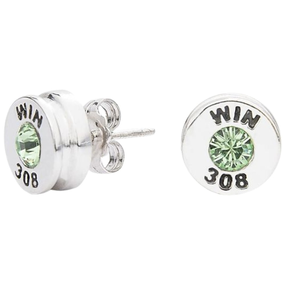 Pendientes casquillo de bala con circonita verde 1