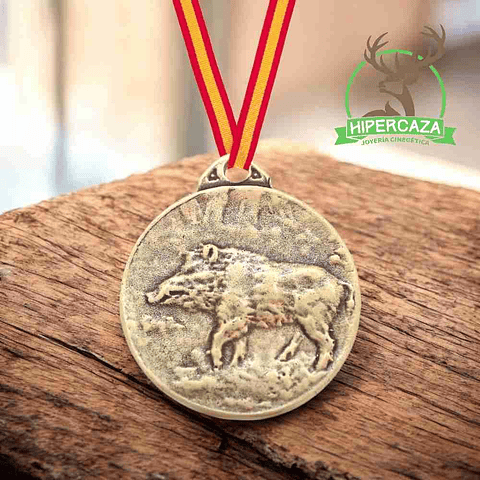 Medalla de homologación con jabalí bronce