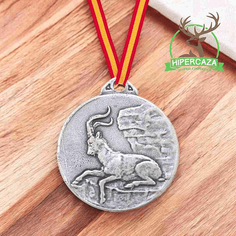 Medalla de homologación plata macho montés