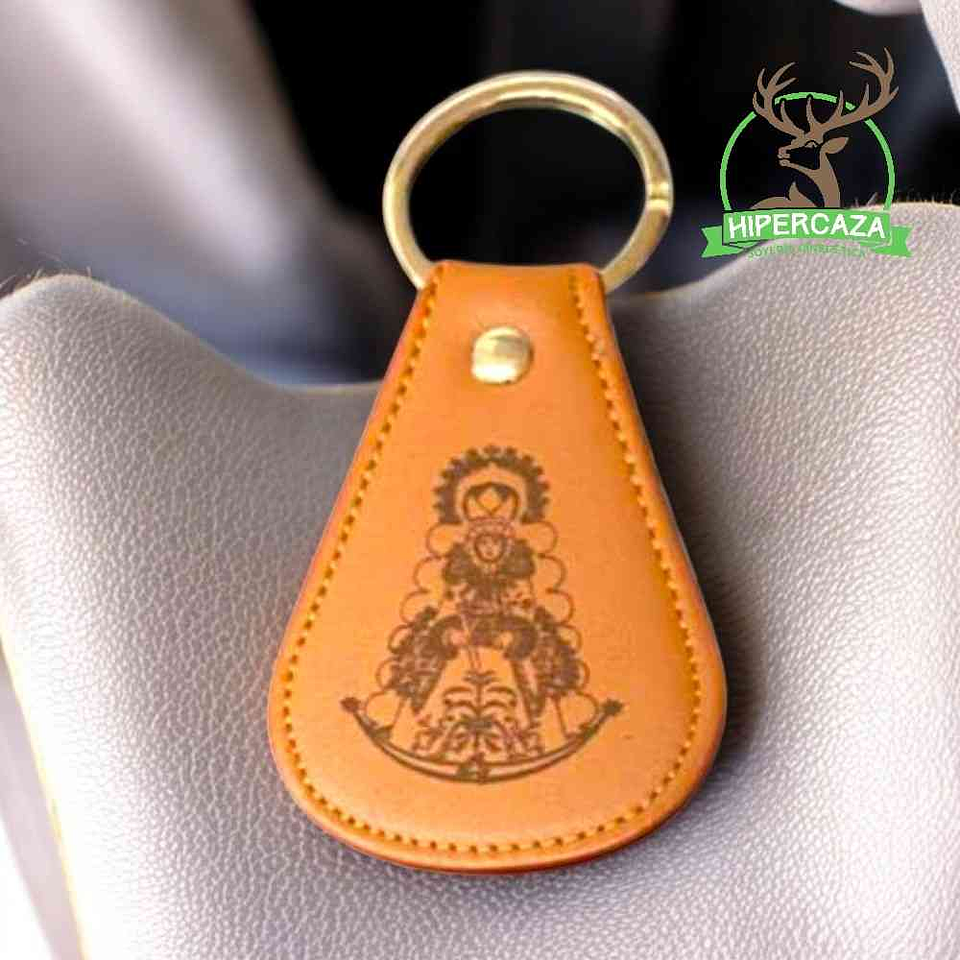 Llavero de piel personalizado virgen del rocío 2