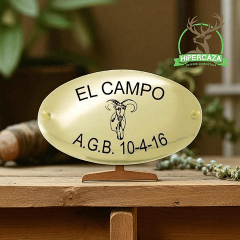 Chapa trofeo de caza arrui