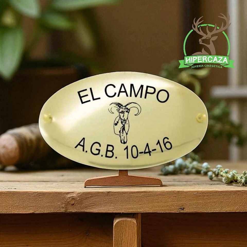 Chapa trofeo de caza arrui 2