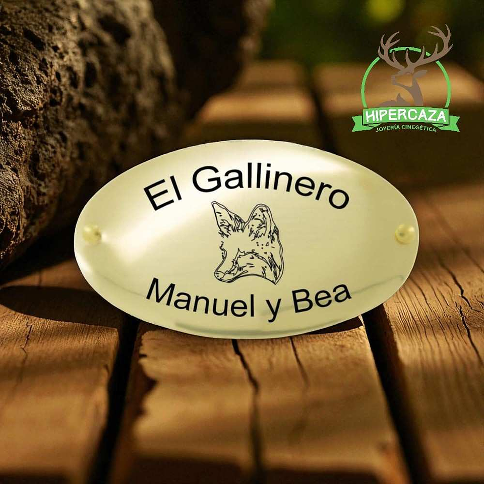 Chapa trofeo de caza personalizada zorro 2