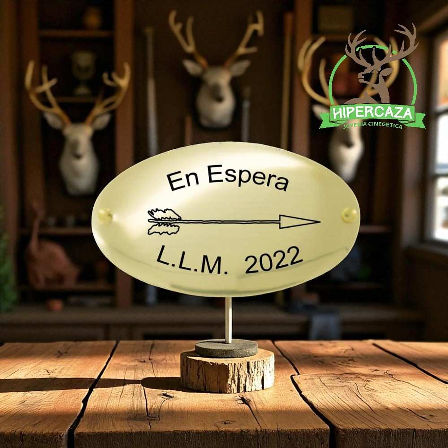 Chapa trofeo de caza personalizada arco 2