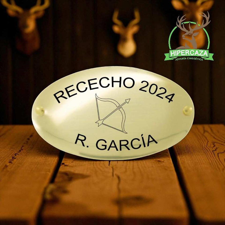 Chapa trofeo de caza personalizada rececho  2